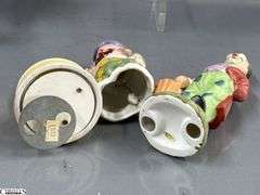 Clown Collectibles, Italy Harlequin Composite, Marked Japan and Taiwan, Tape Dispenser, Troll, Banks, Bell, Music Boxes