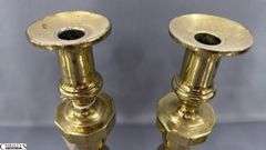 4 Brass Candle Sticks, Tallest 12" One is Loose