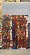 4 Painting on Canvases and Board, Abstracts and Beach Scene, Some Signed See Photos Largest Measures 20x25"