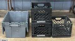 Flip Top Storage Tote and 3 Milk Crate Bins