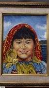 Oil Painting On Canvas Signed E. Shaw 2005 Native American Girl 12x15 Frame, Art Work 8.5x11"