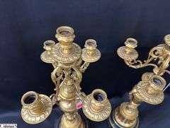 Pair of Bronze Renaissance 4 Arm Candelabras 24" Tall
