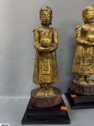 6 Southeast Asian Gilt Wood Buddhas Some Wear Tallest 17.5"
