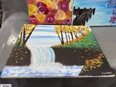 10 Canvas Paintings, Streams, Florals and Others Each Measures 16x20"