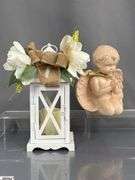 Angel Garden and Memorial Figurines, Battery Operated Lantern Tallest 14"