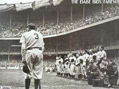 THE BABE BIDS FAREWELL Black and White Photo Print Framed Under Glass 30" X 26"