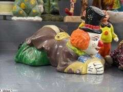 Clown Collectibles, Italy Harlequin Composite, Marked Japan and Taiwan, Tape Dispenser, Troll, Banks, Bell, Music Boxes