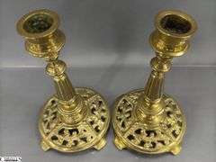 Brass Candle Sticks, Slight Bend On One 6.5"