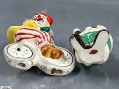 Clown Collectibles, and Figurines Marked Japan, Hong Kong, Music Boxes, Planter, Tallest 10"