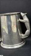 Pair of Sheffield Pewter Tankards With Fox Handles and Clear Bottom 5"