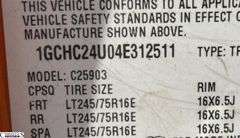 2004  CHEVROLET  Silverado • Towed • Will Jump Start • Odometer Only Shows Driver 1 and Then Goes To Reduce Engine Power Will Not Show Miles