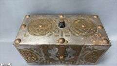 Metal and Copper Mauritania Tuareg Chest With Key 12x6x7" Tall, Wooden Stands In Boxes