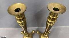 2 Pair of Brass Candle Sticks, Tallest 12.25", Smaller Pair Have Makers Marks