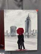 Paintings on Canvas, Paris, Red Accent, Larger 16x20"