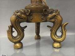 Bronze Eastern Europe Candle Holder With Lotus Pad and Frog 17"
