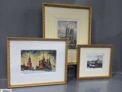 3 Pcs Framed Artwork Prints, St Basil's Cathedral, Bern Cathedral, and Westminster Abbey, See Photos, Largest 13.5"x16"