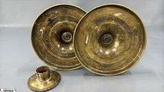 4 Brass Candle Sticks, Tallest 11.5", Missing Insert