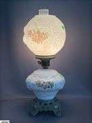Milk Glass Electrified Oil Lamp, 22" Tall
