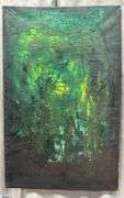 Alummoa Zumigo Abstract #41, Mixed Media and Oil Painting on Canvas, Measures 35x56"