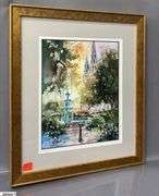 2 Framed and Signed Watercolors (Reproductions) Of Cathedrals 13x15 See Photos For Provenance