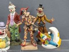 Clown Collectibles, Italy Harlequin Composite, Marked Japan and Taiwan, Tape Dispenser, Troll, Banks, Bell, Music Boxes