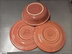 9pcs Fiesta Rose Dish Pieces - 2 Pint Pitcher, Salt and Pepper, Plates, Bowls - 10.5" of largest plate