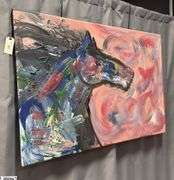 Equine #4 By Alummoa Zumigo, Mixed Media and Oil Painting on Canvas, Measures 36x55"