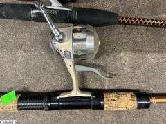 4 Fishing Poles, and Holder