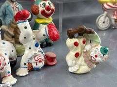 Clown Collectibles, and Figurines Marked Japan, Hong Kong, Music Boxes, Planter, Tallest 10"