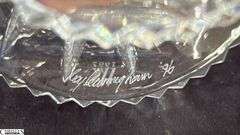 Pair of Signed Roy Cunningham Waterford Crystal Penrose Hurricane Lamps 9" Total Height