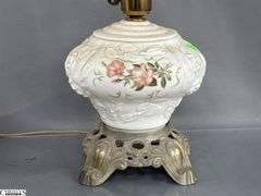 Milk Glass Electrified Oil Lamp, 22" Tall