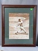 Mickey Mantle and Joe DiMaggio Framed Under Glass Baseball Photo Prints.  18"x 22"