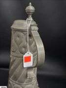 2 Early English Pewter Steins 13" Tallest