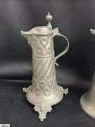 2 Early English Pewter Steins 13" Tallest
