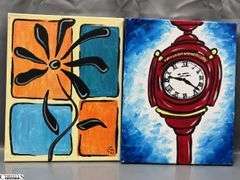 15 Painting Party Canvases, and Paintings Largest Measures 12x16"