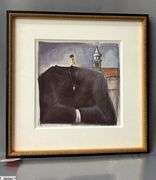 Print of "The Priest" Figurative Art By Tuymans, Frame Measures 11x11"