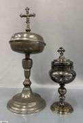 Pewter and Silver Plated Ciborium's Tallest 14.5"