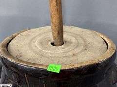 #4 Crock Butter Churn - 43" T - lid will not come off