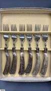 Stag Handle Flatware, James Duncan In Case, H. Morton