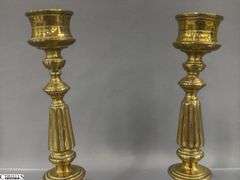 Brass Candle Sticks, Slight Bend On One 6.5"