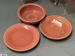 9pcs Fiesta Rose Dish Pieces - 2 Pint Pitcher, Salt and Pepper, Plates, Bowls - 10.5" of largest plate