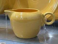 11pcs Fiesta Yellow Dishes - Charger Platters, Large Disk Pitcher, Saucers, Plate, 2 Pint Pitcher- 14" of largest