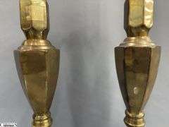 2 Brass Candle Sticks 6" Round Base, 16" Tall