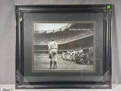 THE BABE BIDS FAREWELL Black and White Photo Print Framed Under Glass 30" X 26"