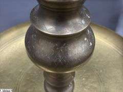Pair of Brass Candle Sticks With Drip Trays 37"