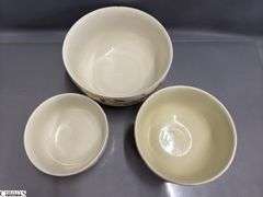 4 Hall's Jewel Tea Mixing Bowls - 9" x 5" of largest