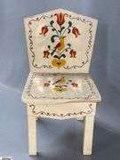 Wooden Doll Dining Set, Painted Chair and Table