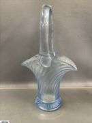 Glass Art Baskets, Imperial Twist Bridal, Opalescent Blue Swirl Tallest 10", Composite Grapes