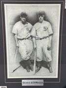 3 Black & White Baseball Prints with Matching Frames.  Joe Jackson, Gehrig & DiMaggio, and Ruth & Gehrig.  18 1/2" X 23"