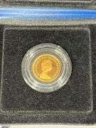1979 United Kingdom Proof Sovereign Gold Coin in Box with a Portrait of Queen Elizabeth II on One Side and Depicts Saint George Slaying a Dragon on the Reverse Side